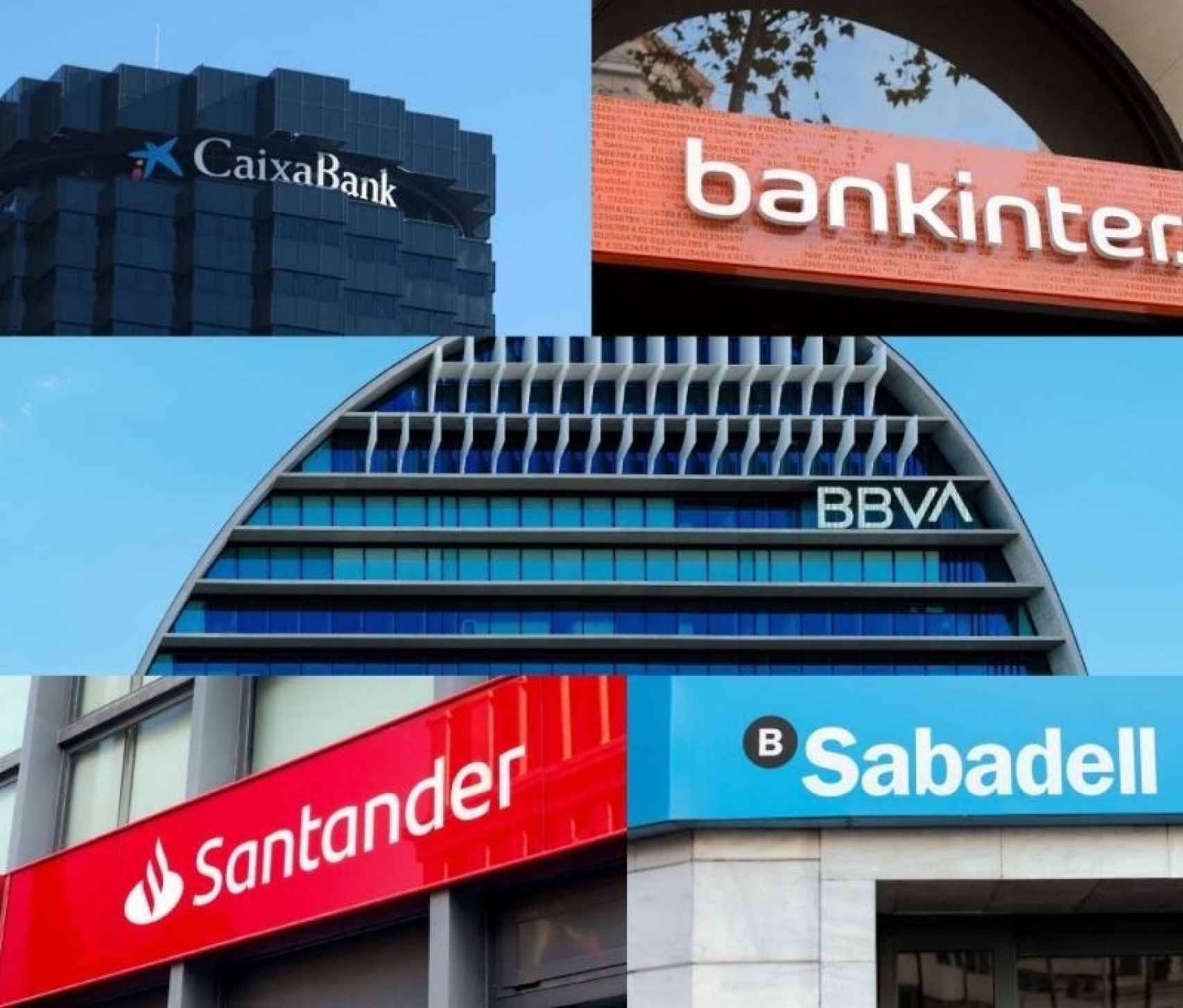 Montaje con los logos de los principales bancos del país.