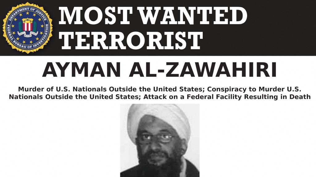 Cartel de Ayman al-Zawahiri , uno de los más buscados del FBI.