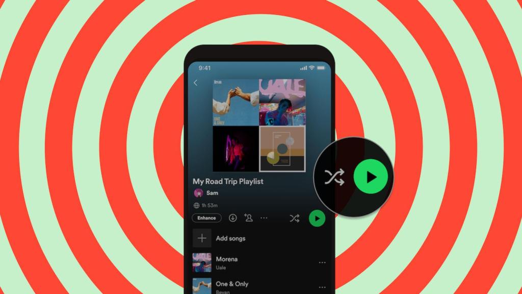 Los nuevos botones de reproducir y aleatorio de Spotify