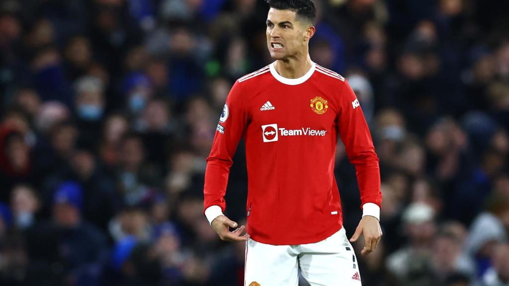 Cristiano Ronaldo en un partido con el Manchester United