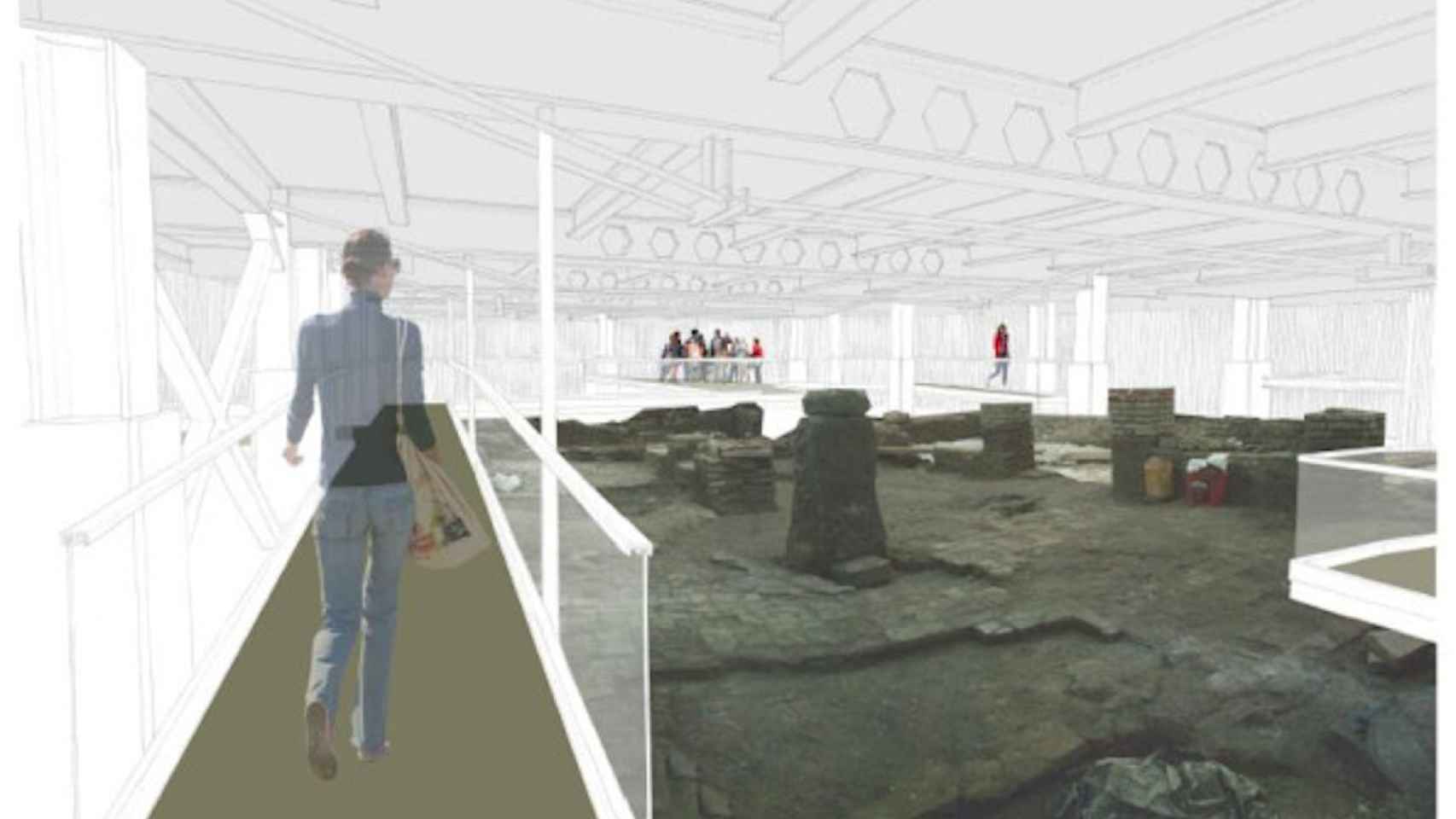 Simulación de las actuaciones para hacer visitables los restos romanos del Museo Thyssen de Málaga.