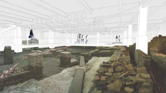 Infografía de la adecuación prevista en el sótano del Museo Thyssen de Málaga para hacer visitable los restos arqueológicos.