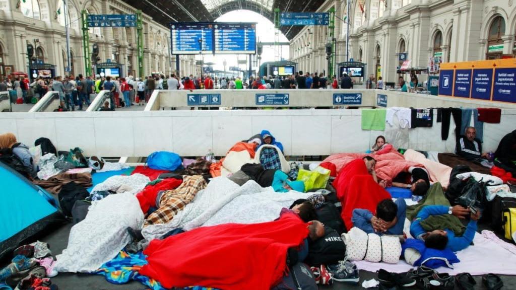 Refugiados en Keleti.