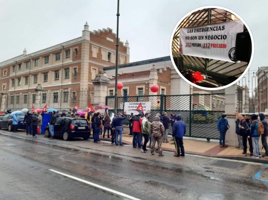 Imagen de archivo de una manifestación del Comité de Empresa del 112 ante la sede del servicio.