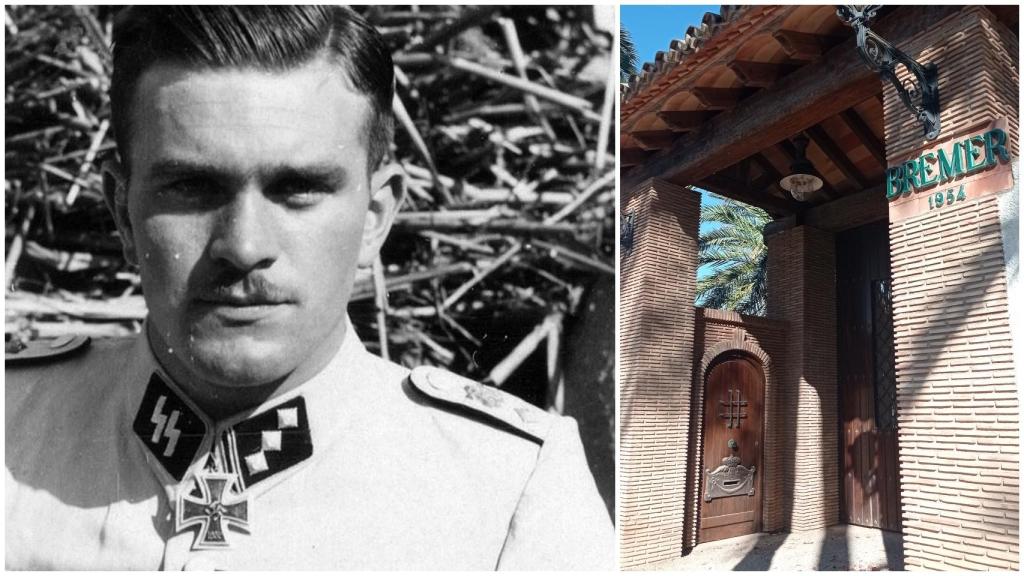 Gerard Bremer, oficial nazi, a la derecha; apartamentos Bremer, a la izquierda.