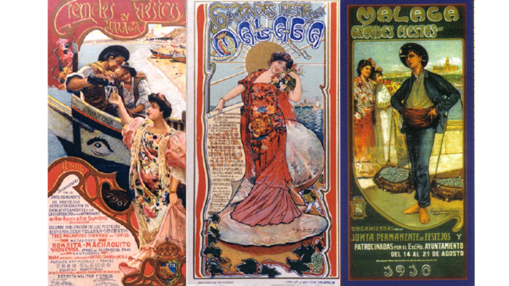 En orden: los carteles de 1907, 1908 y 1910.