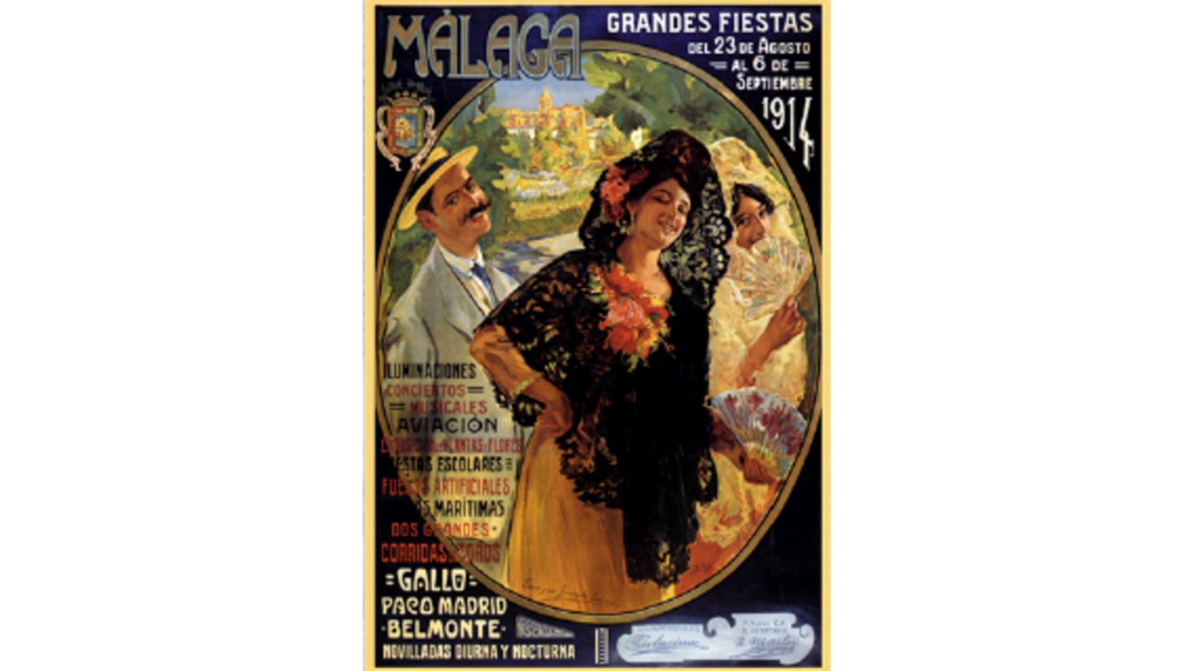Cartel de la Feria de Málaga de 1914, que tuvo que ser suspendida.