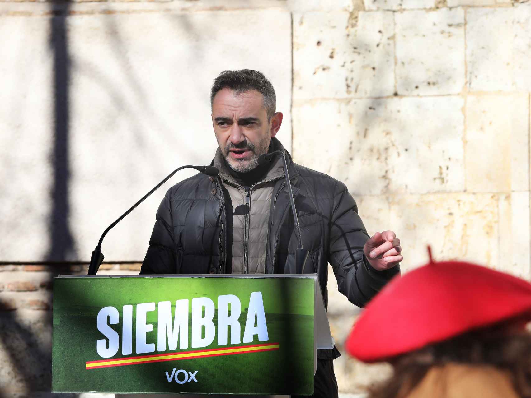 El procurador de Vox David Hierro durante un mitin de campaña en Palencia el pasado 22 de enero.