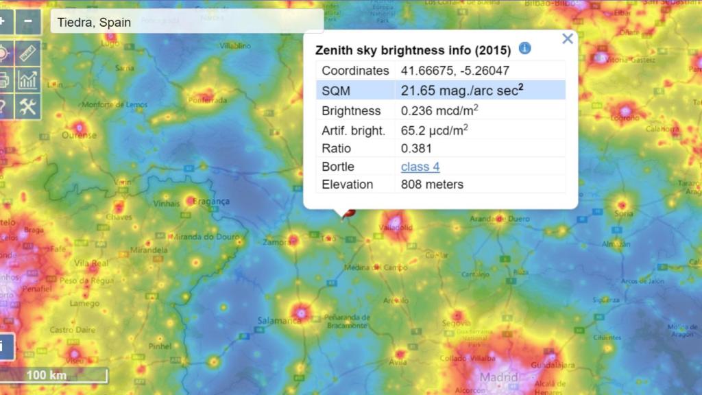 Mapa de contaminación lumínica