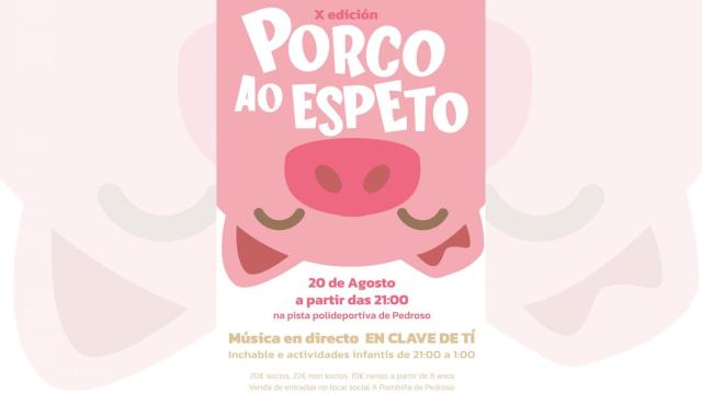 Disponibles los tiques para la fiesta del ‘porco ao espeto’ el 20 de agosto en Narón (A Coruña)