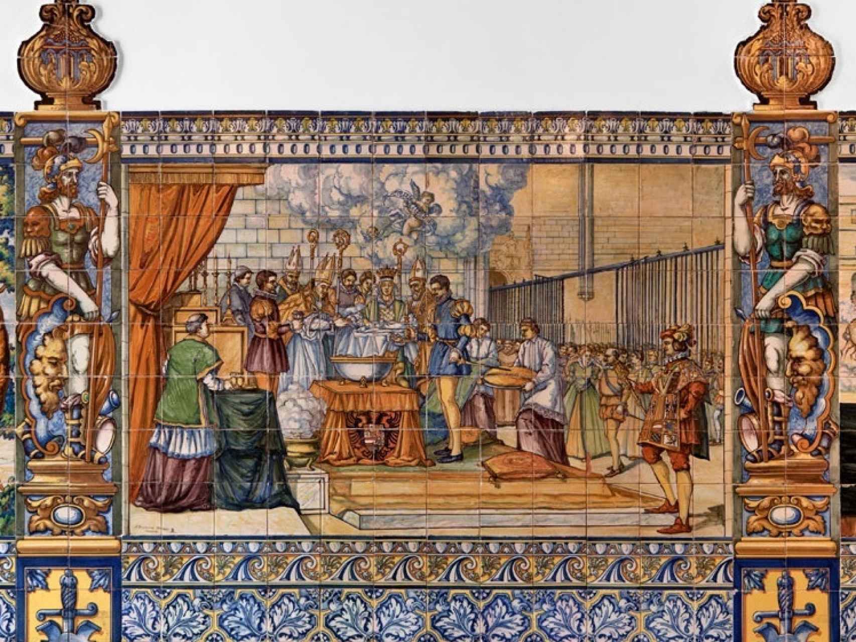 Escena representando el bautismo de Felipe II en el Palacio de Pimentel de Valladolid.