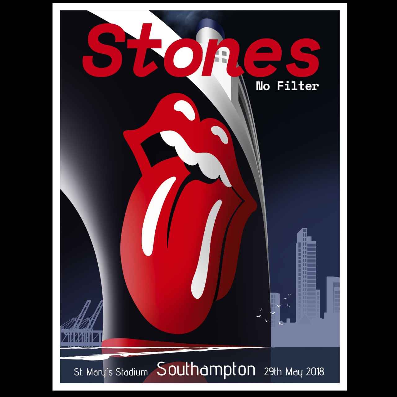 Cartel para el concierto de los Rolling Stones en Southampton.