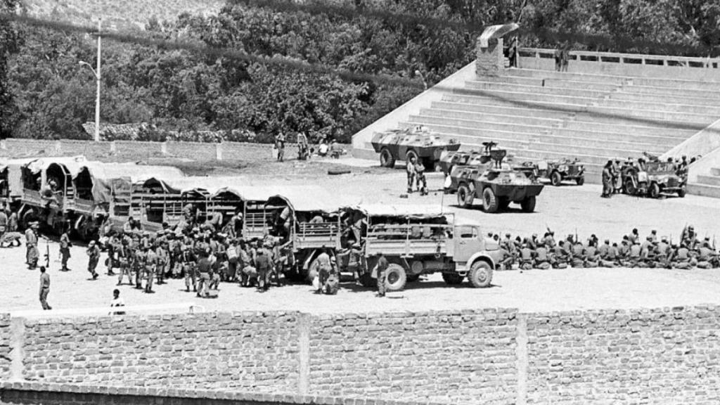 El estadio municipal de Huanta se convirtió en la base contrasubversiva de la Infantería de Marina de Perú.