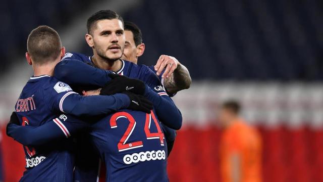 Mauro Icardi celebra un gol con el PSG