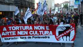 Imagen de archivo de una manifestación antitaurina en Pontevedra.
