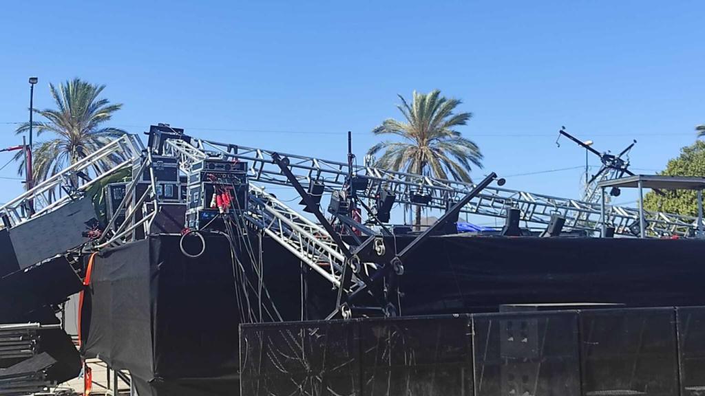 Así ha quedado la zona joven del Real de Málaga tras el desprendimiento de la pantalla escenario