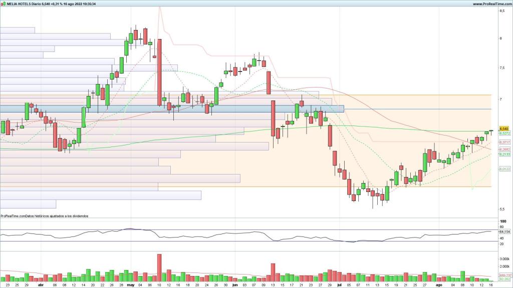 Evolución de las acciones de Meliá Hotels