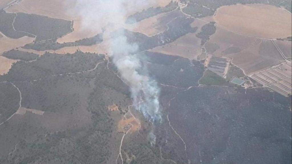 Un avista aérea del incendio de Hellín (Albacete).