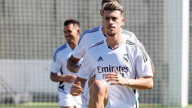 Antonio Blanco, entrenando con el Real Madrid
