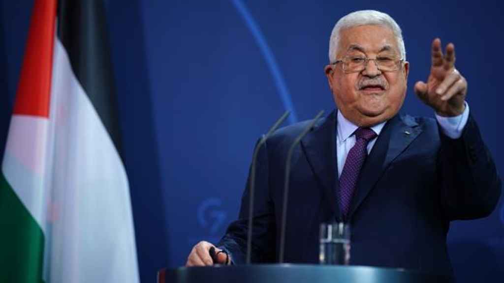 El presidente de la Autoridad Palestina, Mahmud Abbas, este martes en Berlín.