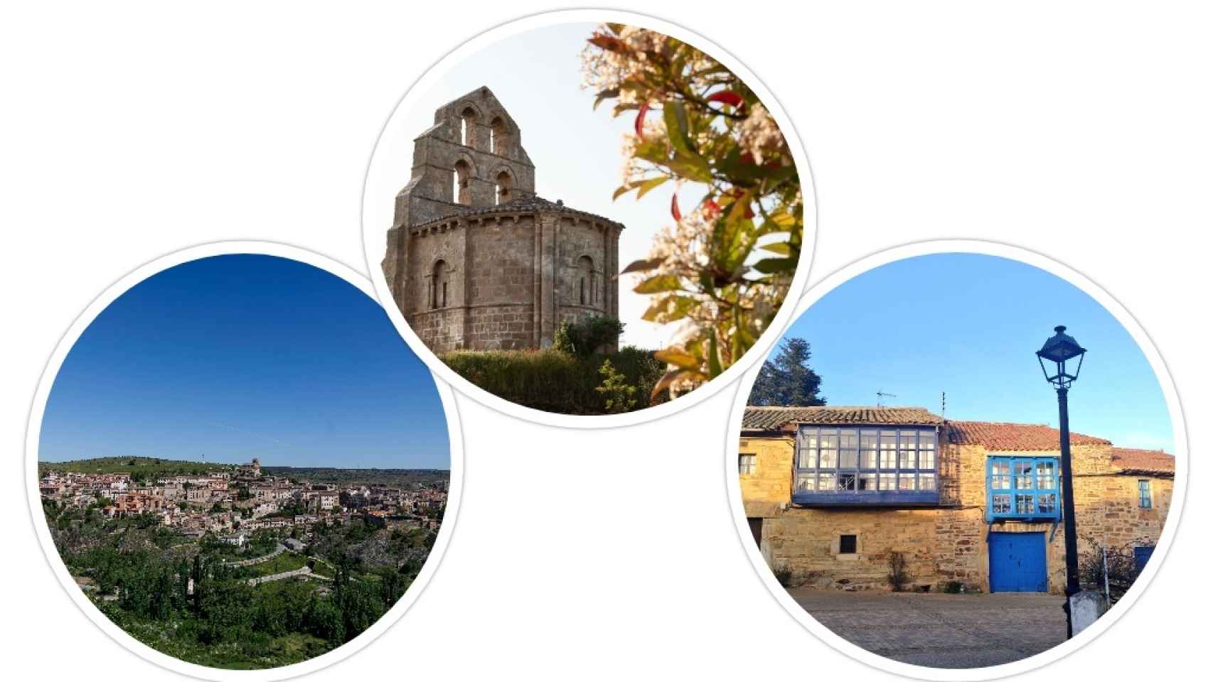 Imagen de los municipios de Sepúlveda, en Segovia, Los Barrios de Bureba, en Burgos y Santa Colomba de Somoza, en León.