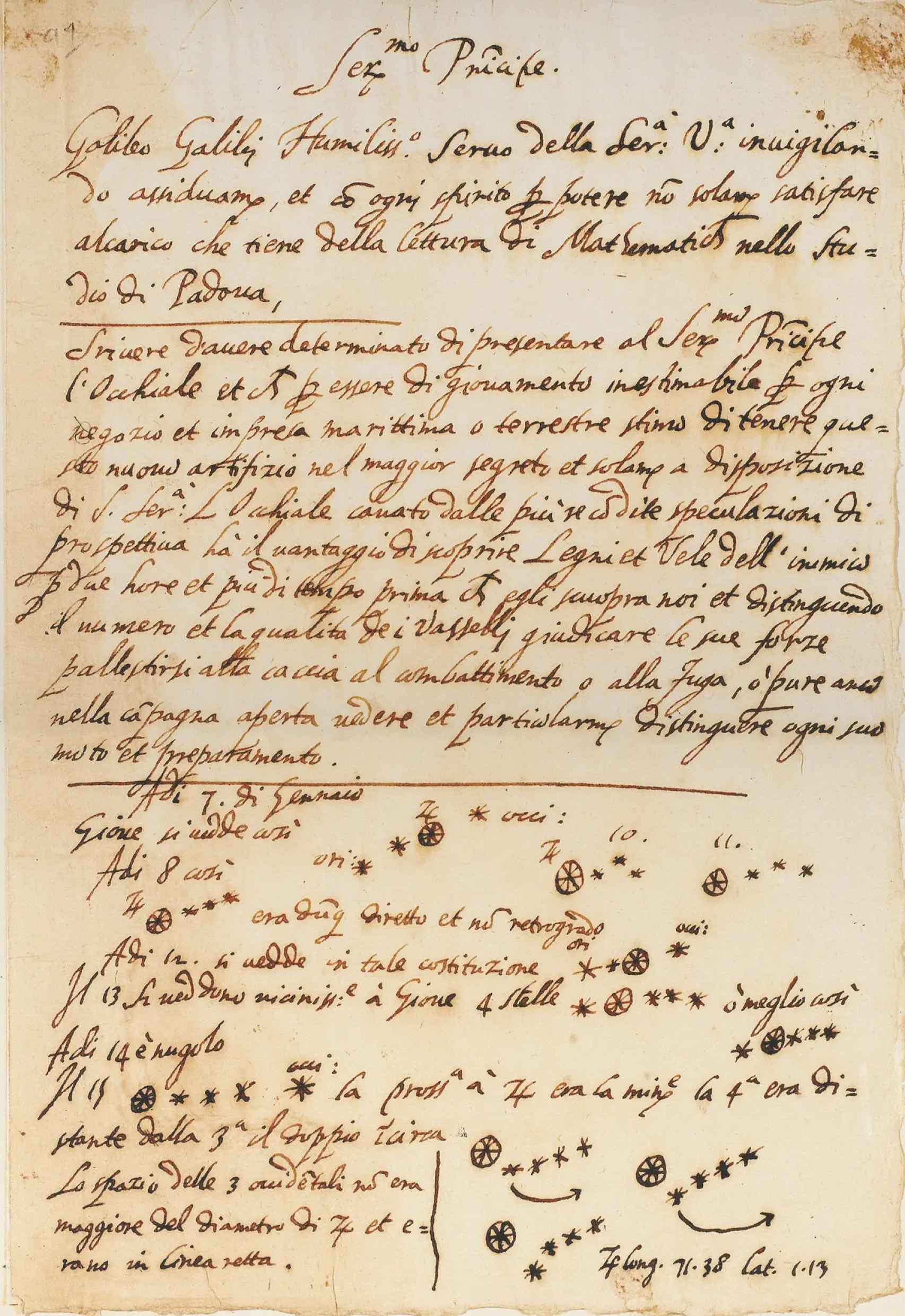 Reproducción íntegra del documento de Galileo revelado como falso. Foto: Universidad de Michigan