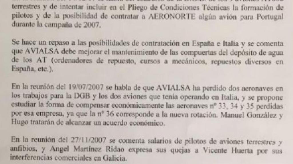 Acta de una de las reuniones del 'Grupo 6' incluida en el sumario.