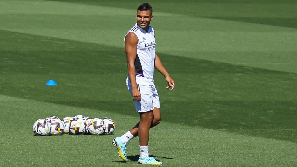 Casemiro en su último entrenamiento con el Real Madrid