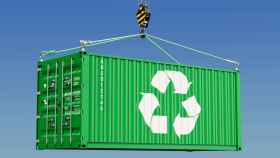 Un contenedor simboliza el transporte sostenible de mercancías.