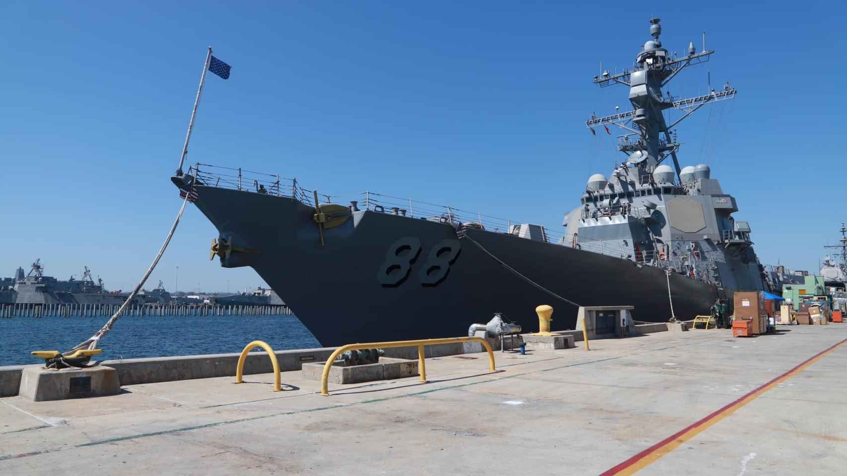 USS Preble atracado en su base de San Diego (California)