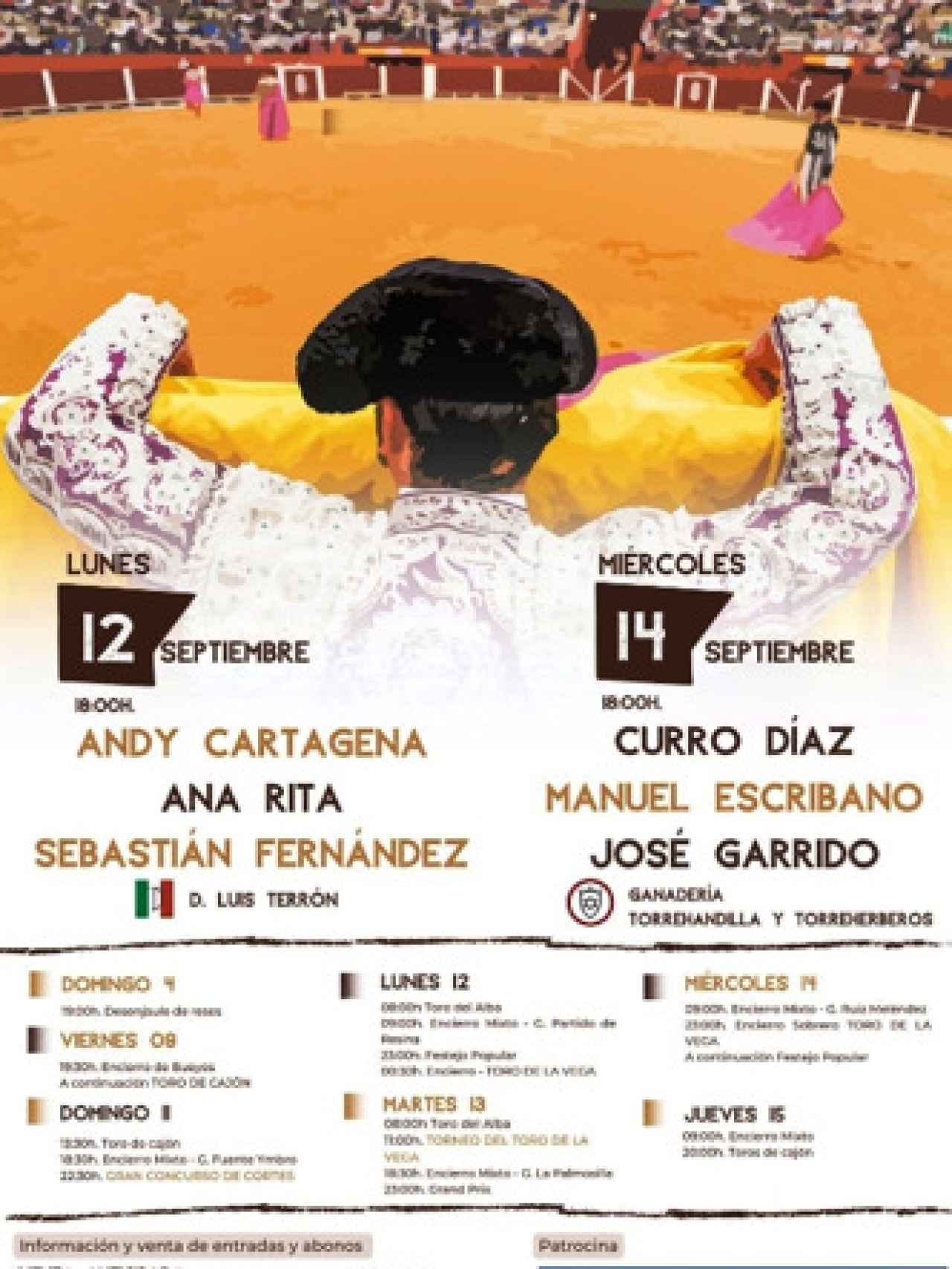 Cartel de los eventos taurinos de Tordesillas.