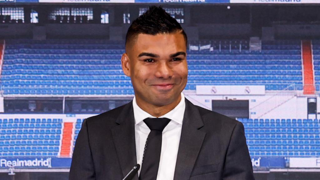 Casemiro, durante su acto de despedida como futbolista del Real Madrid