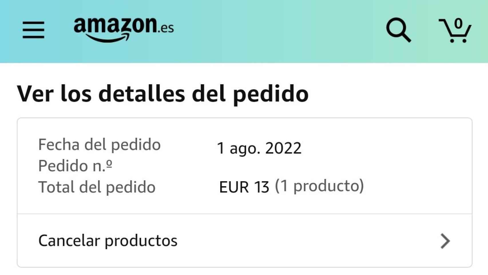 Cancelar pedido en Amazon