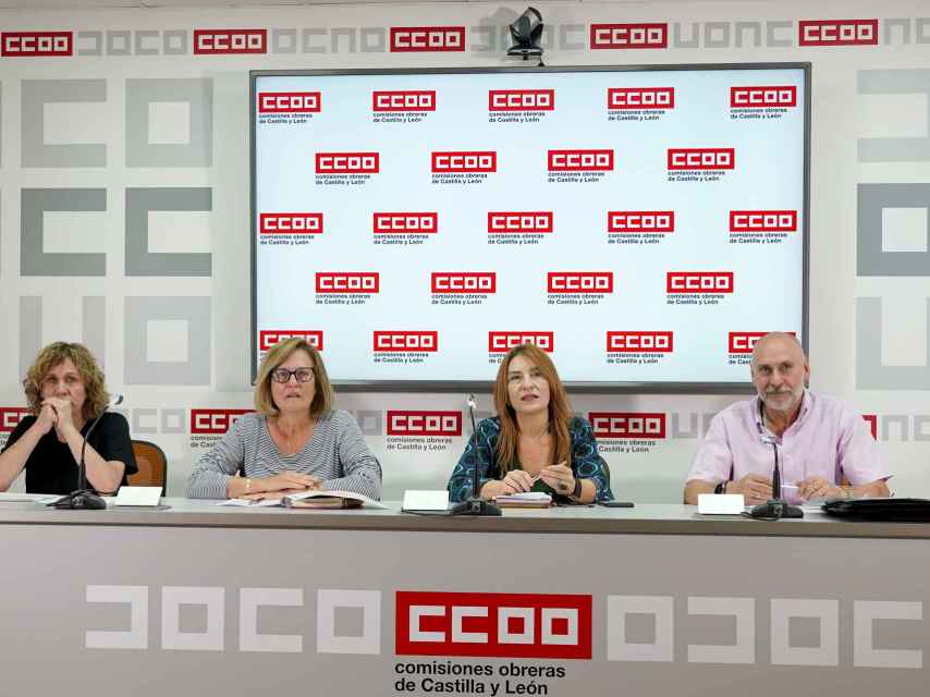 Imagen de archivo de una rueda de prensa de CCOO en Castilla y León.