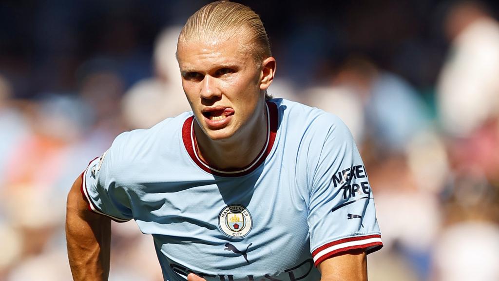 Erling Haaland, en un partido del Manchester City de la temporada 2022/2023