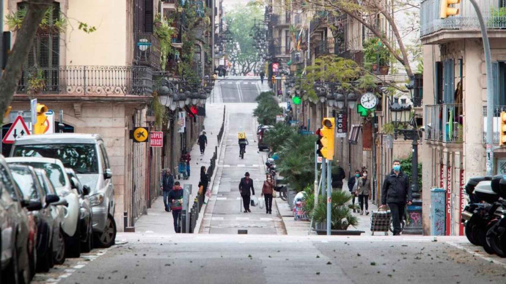 Una calle de Barcelona durante la pandemia.