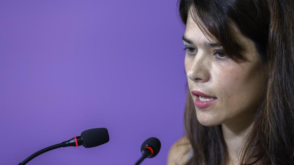 Isabel Serra, durante la rueda de prensa posterior a la Ejecutiva de Podemos.