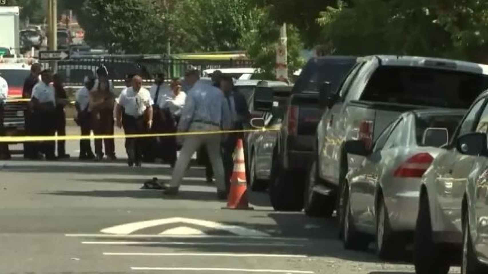 La zona del tiroteo ocurrido en Washington este miércoles 24 de agosto, acordonada por la Policía