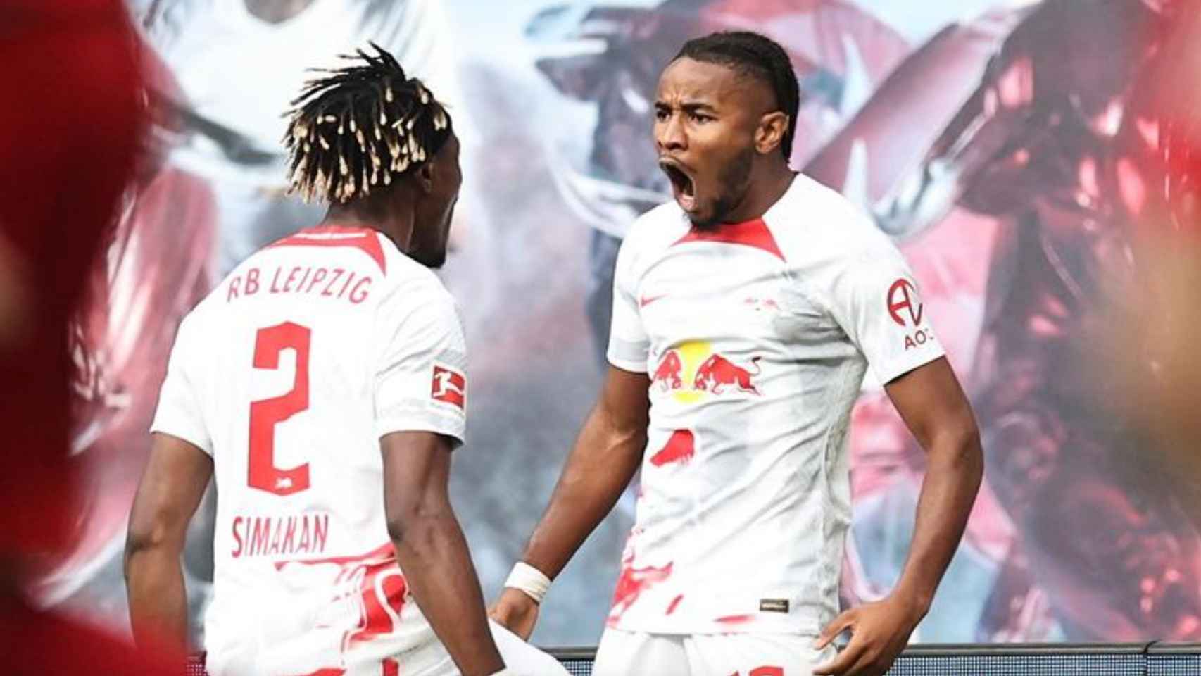 Nkunku celebra un gol con el RB Leipzig