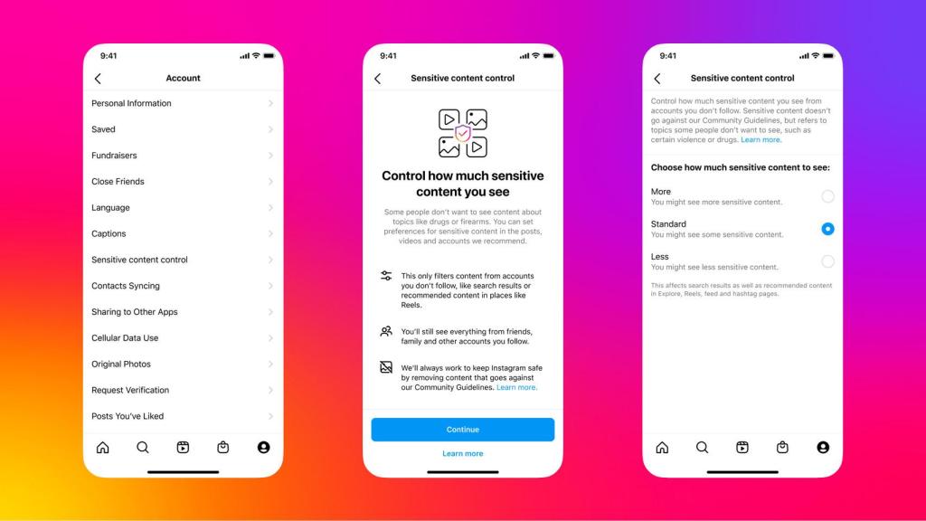 Control de contenidos en Instagram.