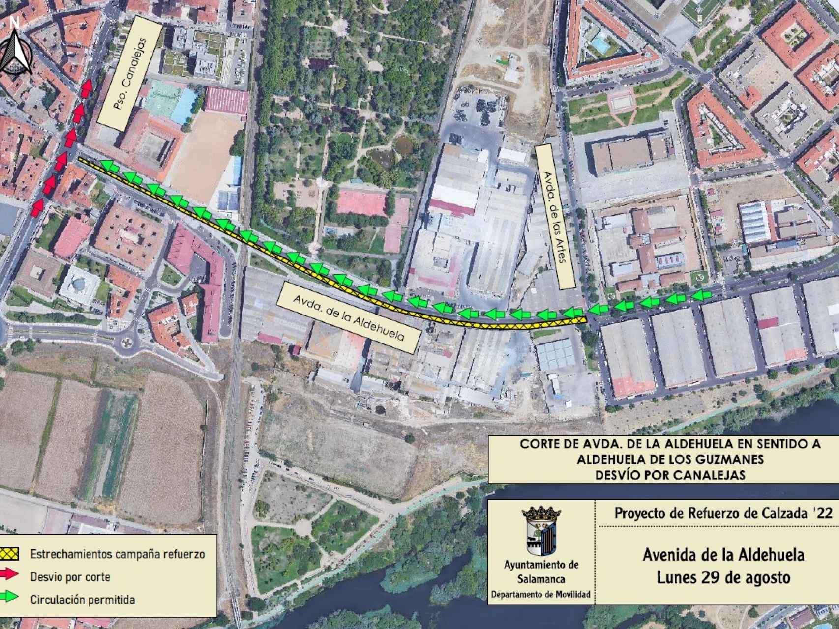 Cortes de tráfico en la Avenida de La Aldehuela, en Salamanca