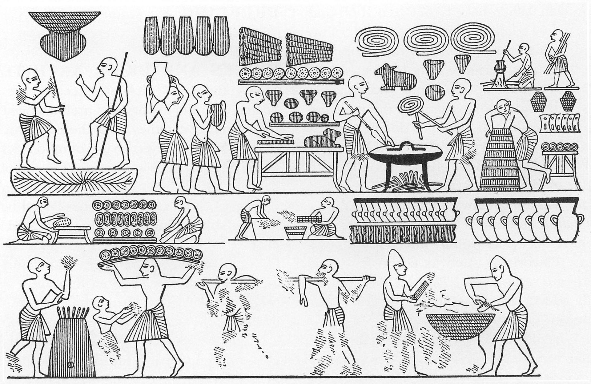 Escenas de elaboración de pan, encontradas en la tumba de Ramsés III. https://es.wikipedia.org