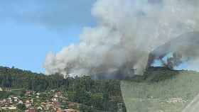 Imagen del incendio en A Picoña, en Salceda de Caselas.