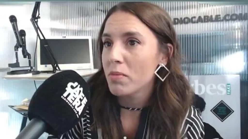 La ministra de Igualdad, Irene Montero, este lunes en una entrevista en la Cafetera de Radiocable.