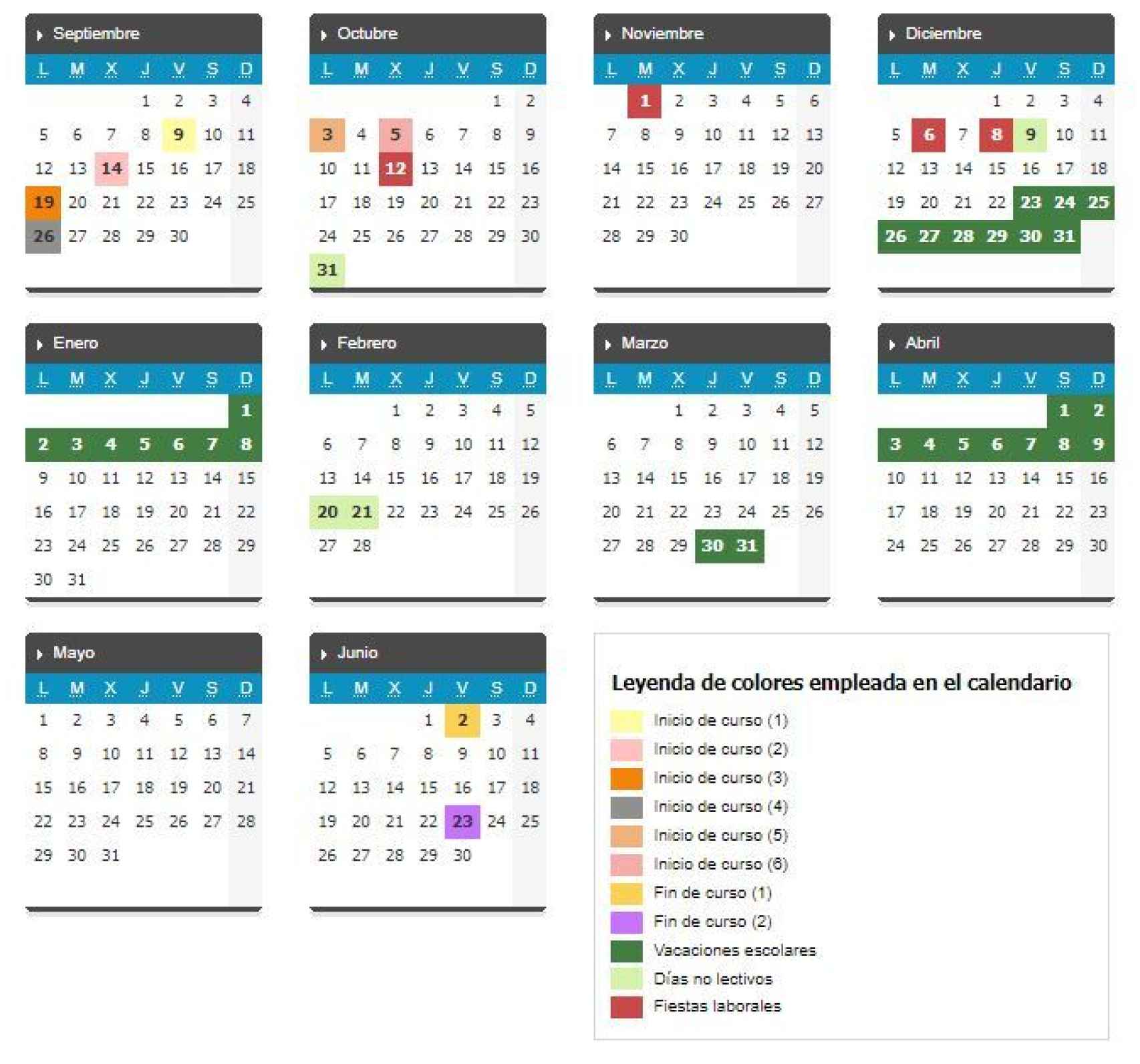 Calendario de Castilla y León