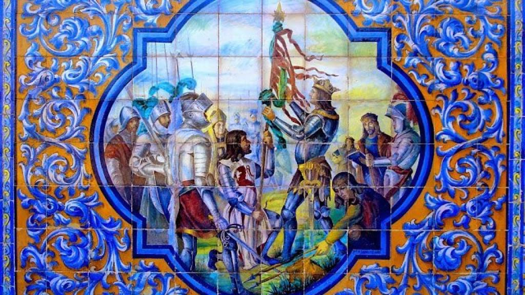 Mural en la Casa de Zamora en Sevilla que muestra el momento de puesta de la banda verde en la Seña Bemeja