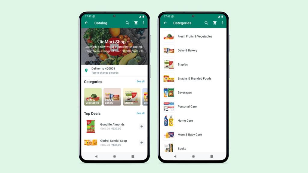 WhatsApp y JioMart.
