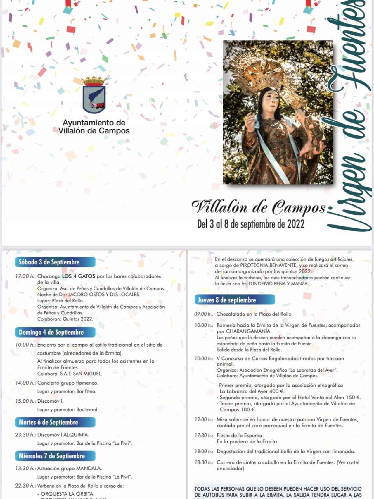 Programa de las Fiestas de Villalón 2022