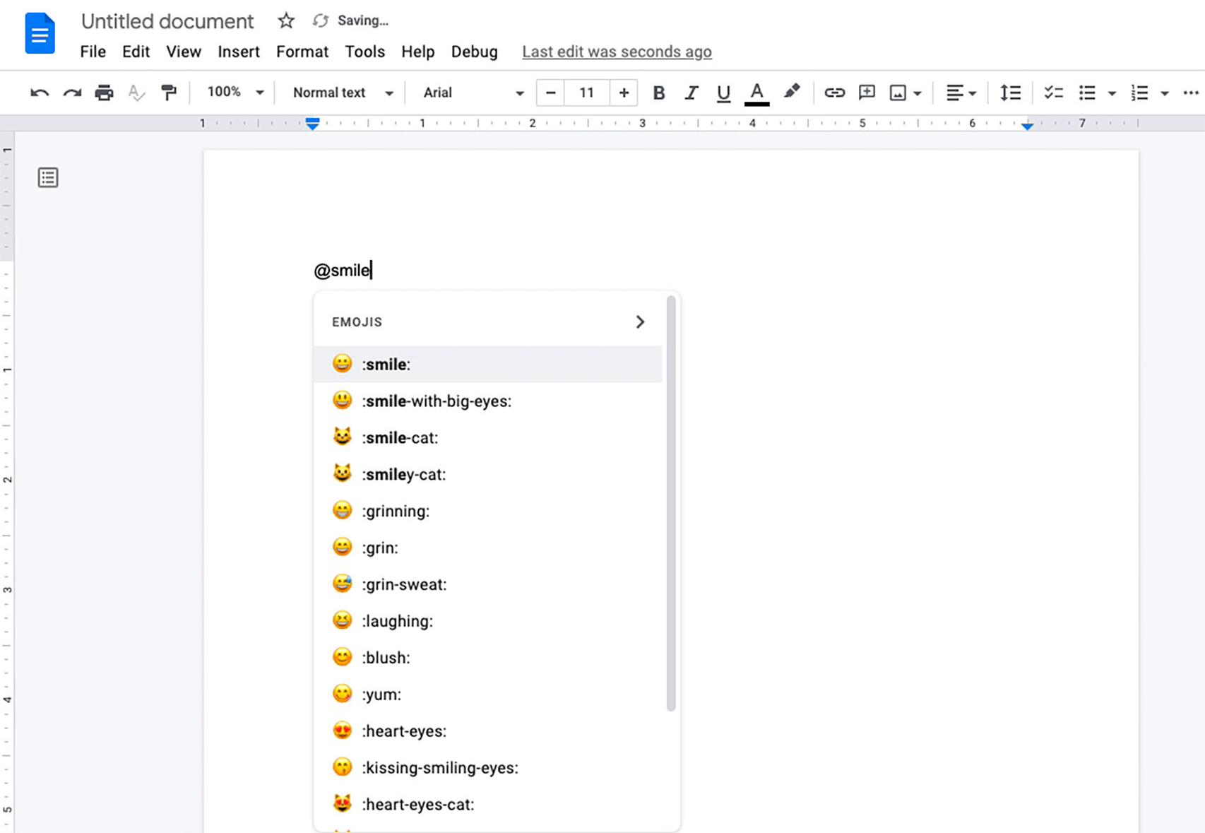 Un emoji en un documento de Google