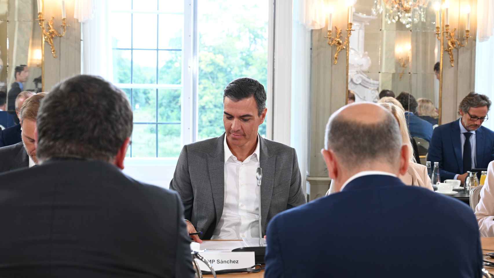 Pedro Sánchez, durante la cumbre con el Gobierno de Alemania celebrada este martes.
